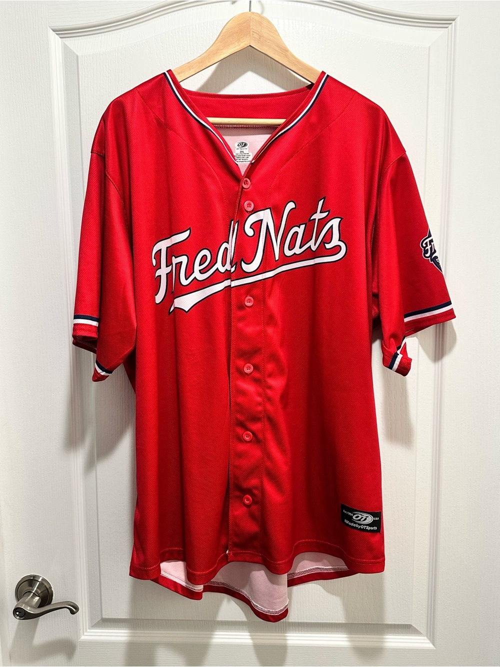 Men's Fredericksburg Nationals (Fred Nats) Official Red Baseball Jersey, Sz XXL